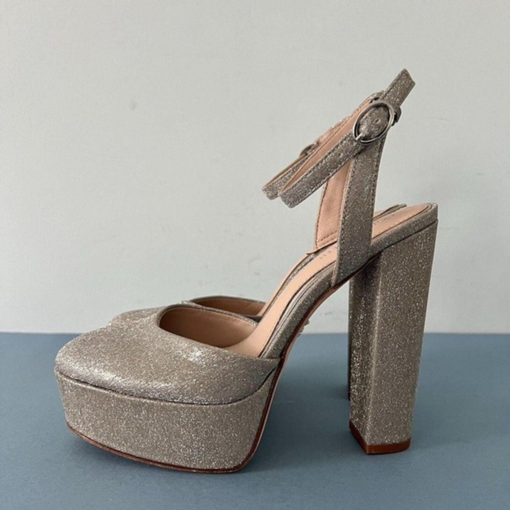 Antonio Melani x Born on Fifth Liv Heels Metallic Glitter Platform Pumps Size 6 - Picture 5 of 8